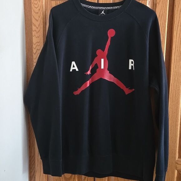 Jordan Jumpman Graphic Brushed Crewneck Black Red Logo Large - Picture 3 of 15